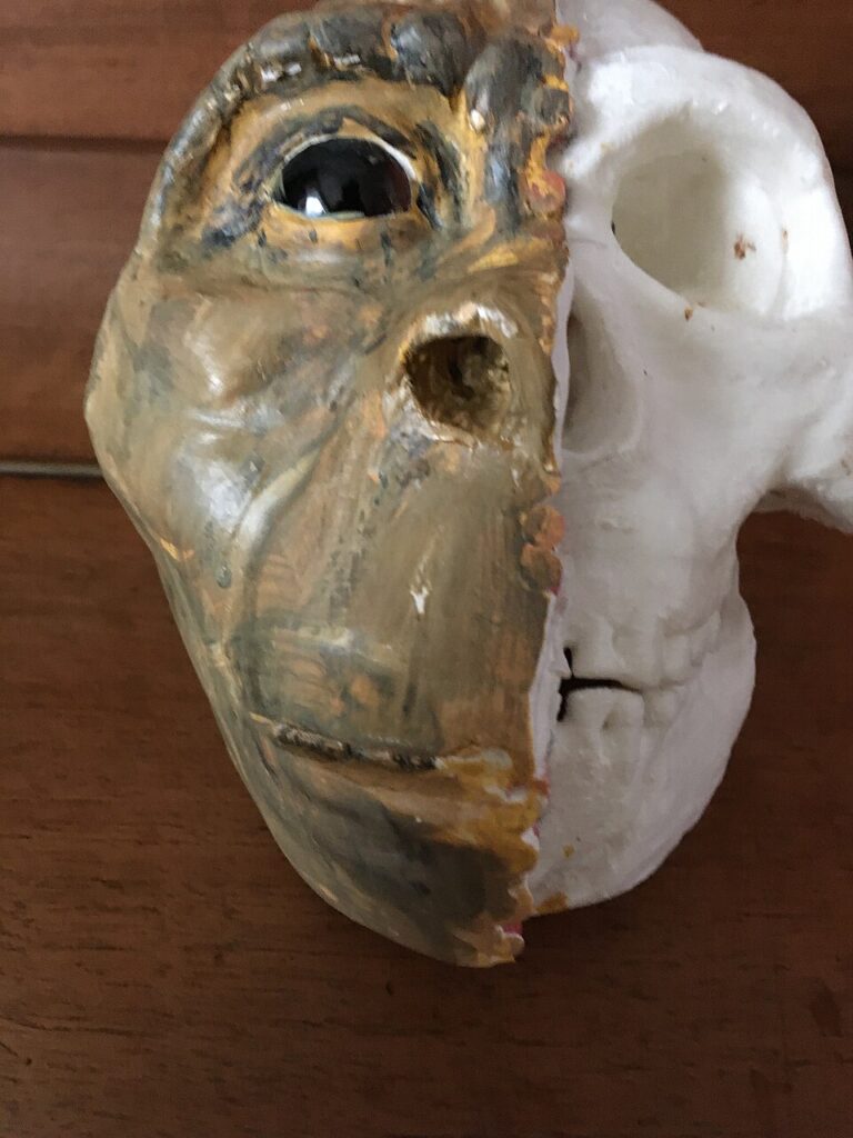 Rekonstrukcja twarzy Homo naledi – realistyczne przedstawienie hominina z małym mózgiem, ale ludzkimi cechami twarzy.