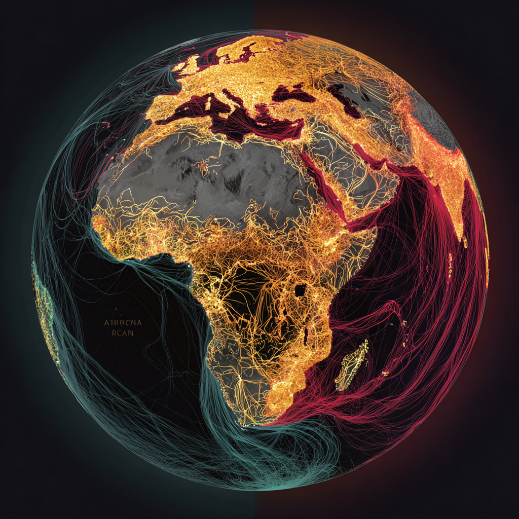 Mapa z abstrakcyjnymi liniami introgresji