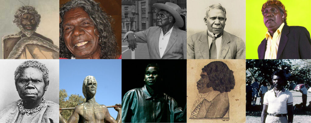 Montaż przedstawiający Aborygenów australijskich